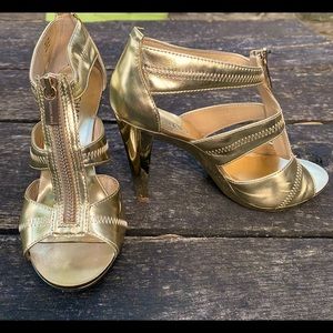 Michael Michael Kors ZipUp Sandal Gold Heels